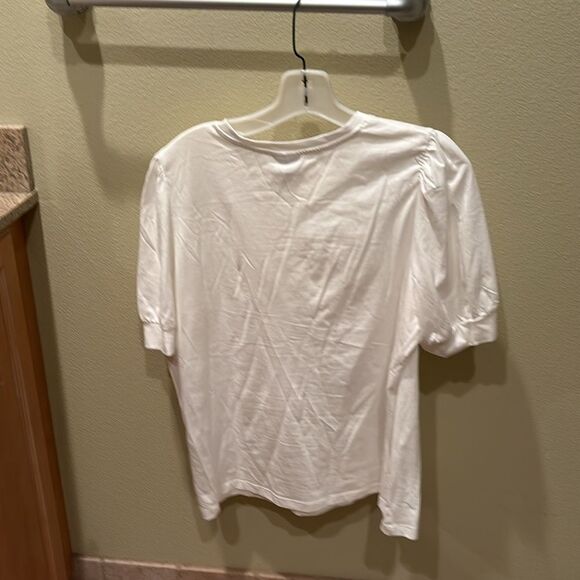 Aware by Vero Moda woman's white shirt sleeve white tee shirt/ dramatic sleeves - Picture 8 of 11